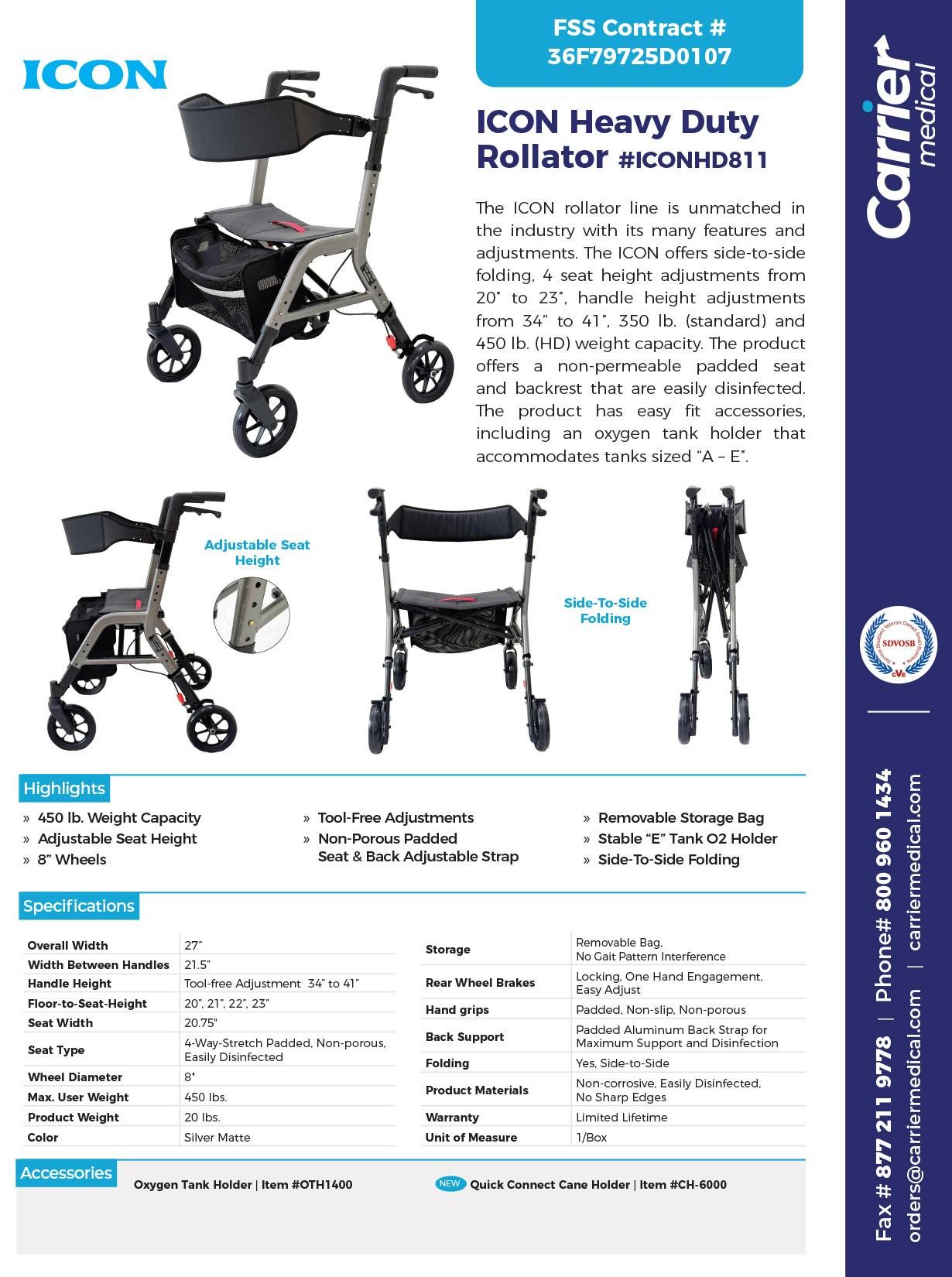 ICON HD 811 Standard Rollator Sell Sheet