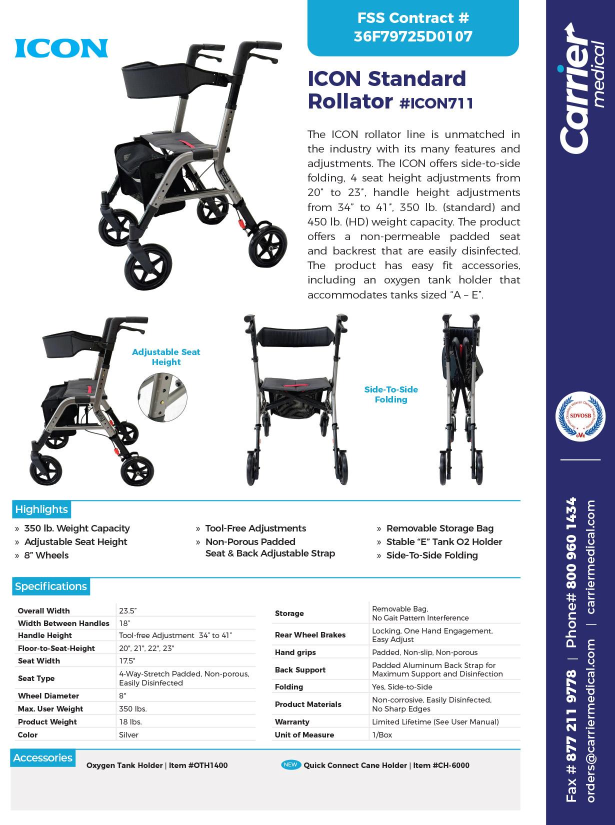 ICON 711 Standard Rollator Sell Sheet